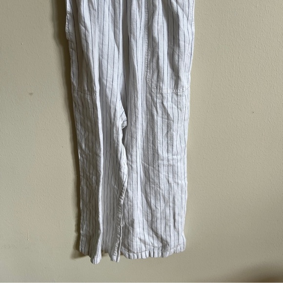 Abercrombie & Fitch Striped Jumpsuit Romper Large Wide Legs Linen Blend - Picture 4 of 6